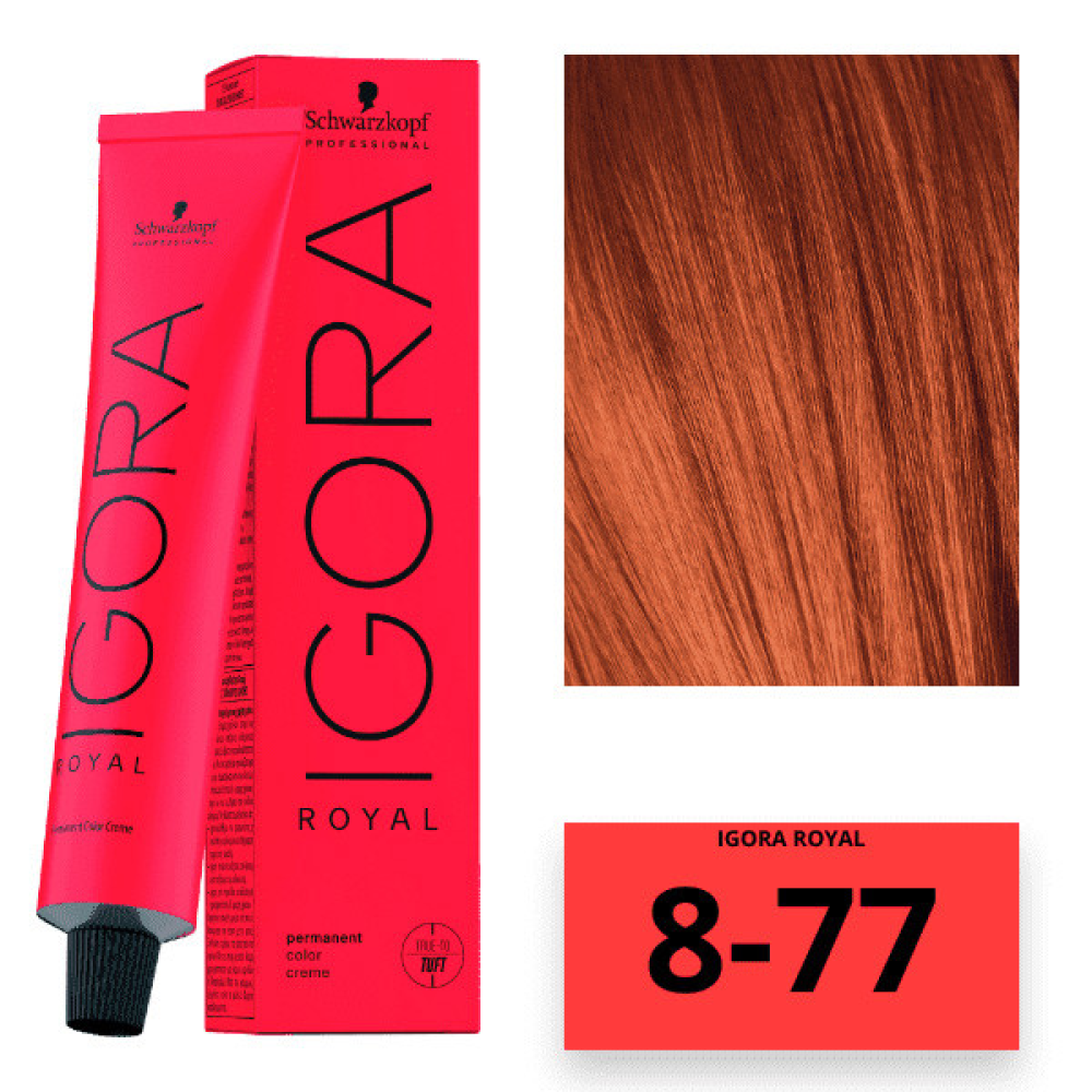 Schwarzkopf Igora Royal Color Перманентна крем-фарба для волосся_8-77 світло-русявий мідний екстра 60 мл