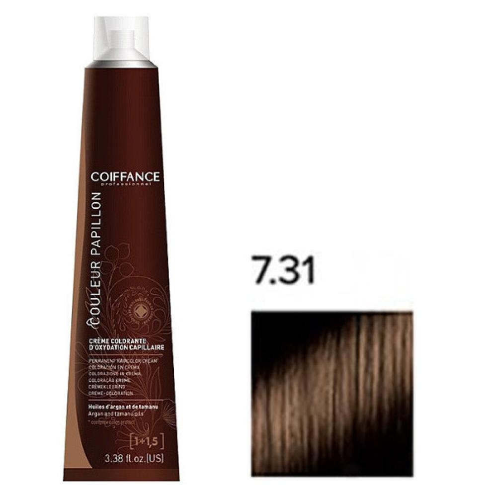 Coiffance Couleur Papillon Color Cream Стійка крем-фарба для волосся_7.31 золотисто-пелястий блонд 100 мл