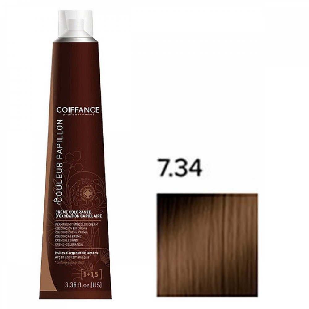 Coiffance Couleur Papillon Color Cream Стійка крем-фарба для волосся_7.34 золотисто-мідний блонд 100 мл