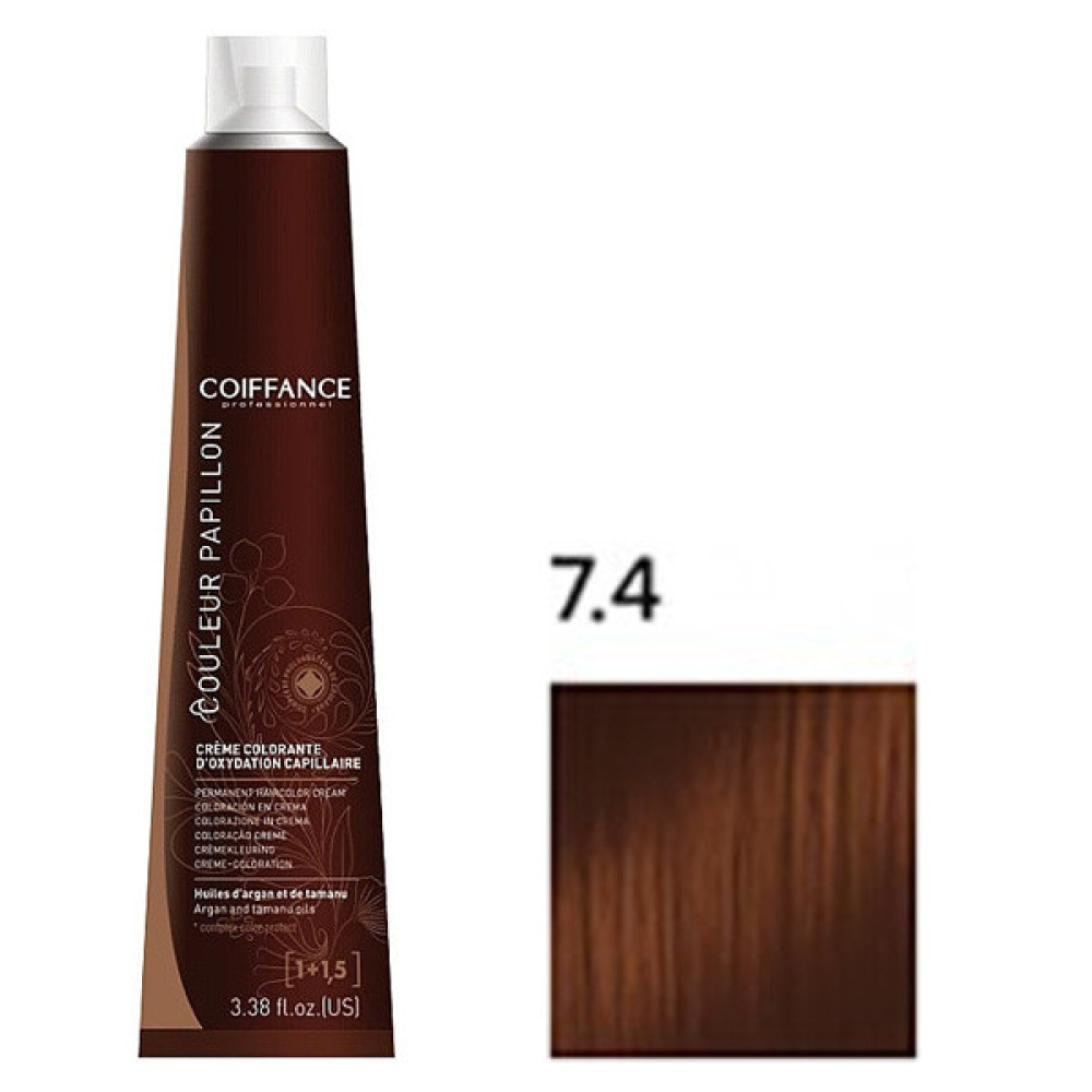 Coiffance Couleur Papillon Color Cream Стійка крем-фарба для волосся_7.4 мідний блонд 100 мл