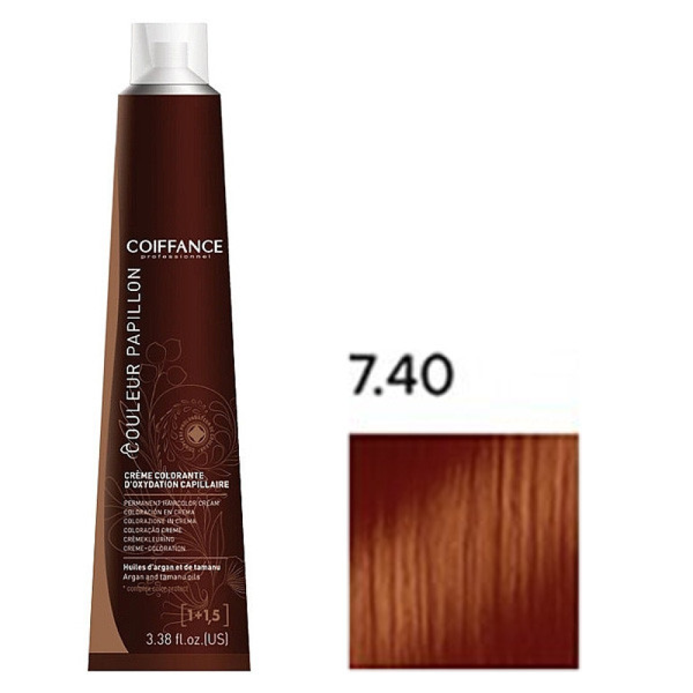 Coiffance Couleur Papillon Color Cream Стойкая крем-краска для волос 7.40 интенсивный медный блонд 100мл