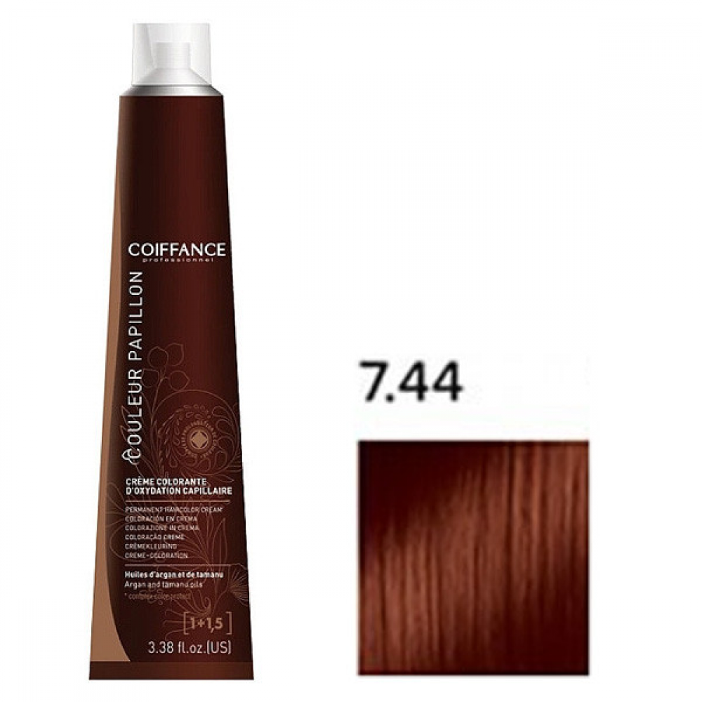 Coiffance Couleur Papillon Color Cream Стойкая крем-краска для волос 7.44 темный медный блонд 100мл