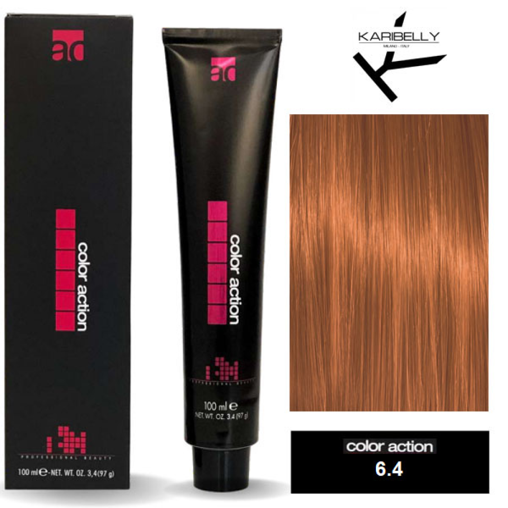 Karibelly Color Action Перманентная крем-краска для волос_6.4 темно-медный блонд 100мл