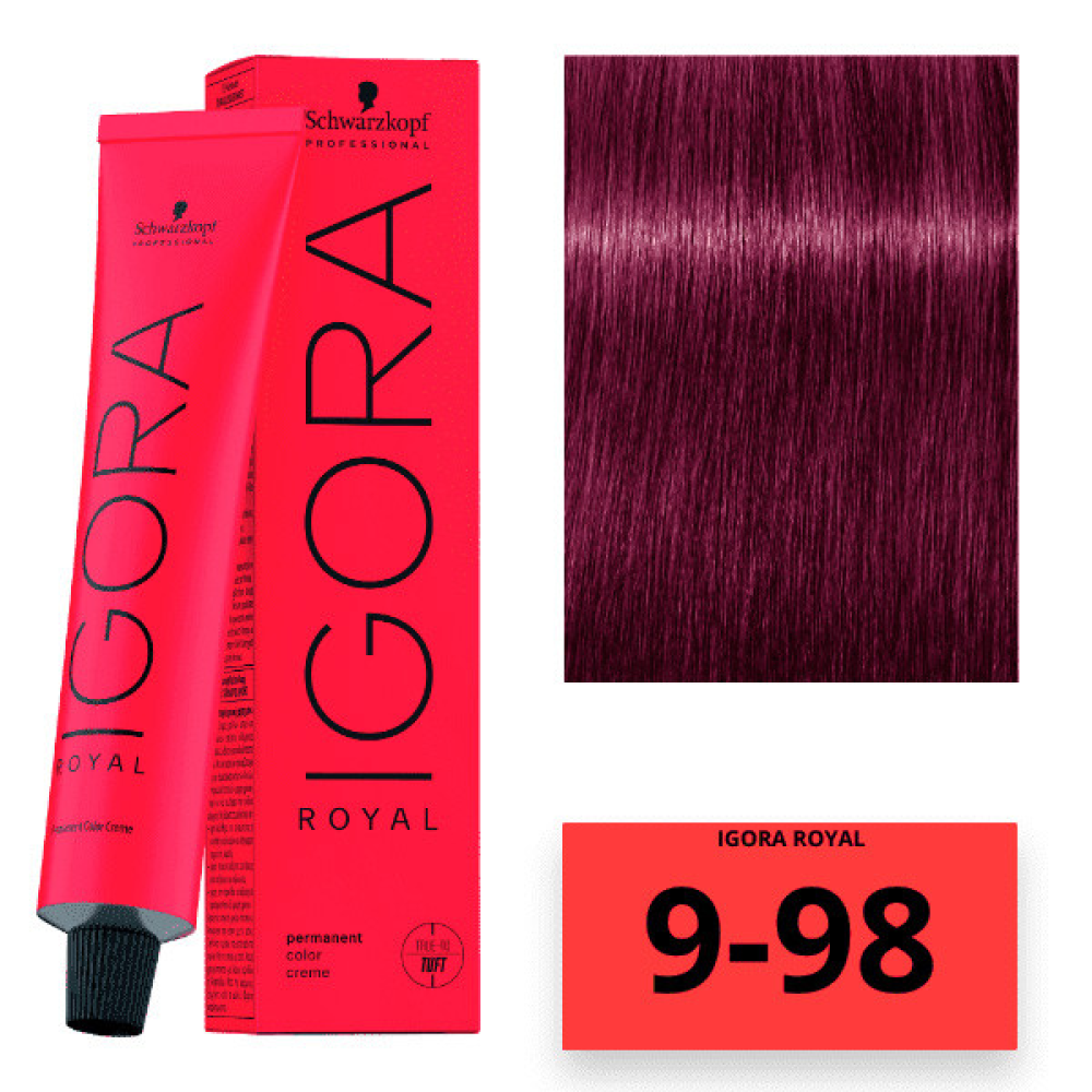 Schwarzkopf Igora Royal Color Перманентна крем-фарба для волосся_9-98 екстрасвітлий блондин фіолетовий