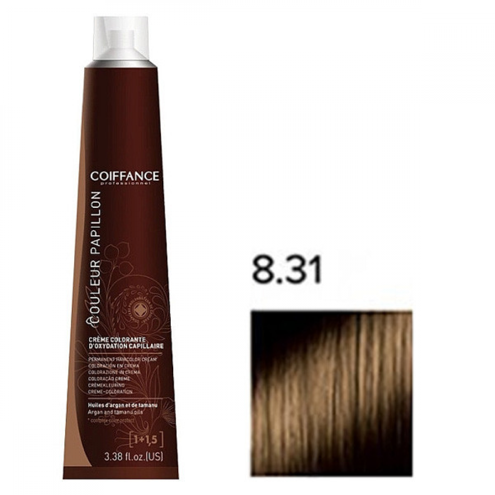 Coiffance Couleur Papillon Color Cream Стійка крем-фарба для волосся_8.31 попелясто-золотистий світлий блонд