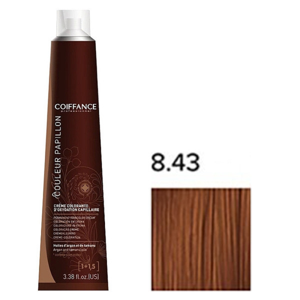 Coiffance Couleur Papillon Color Cream Стійка крем-фарба для волосся_8.43 мідно-золотистий світлий блонд 100 мл