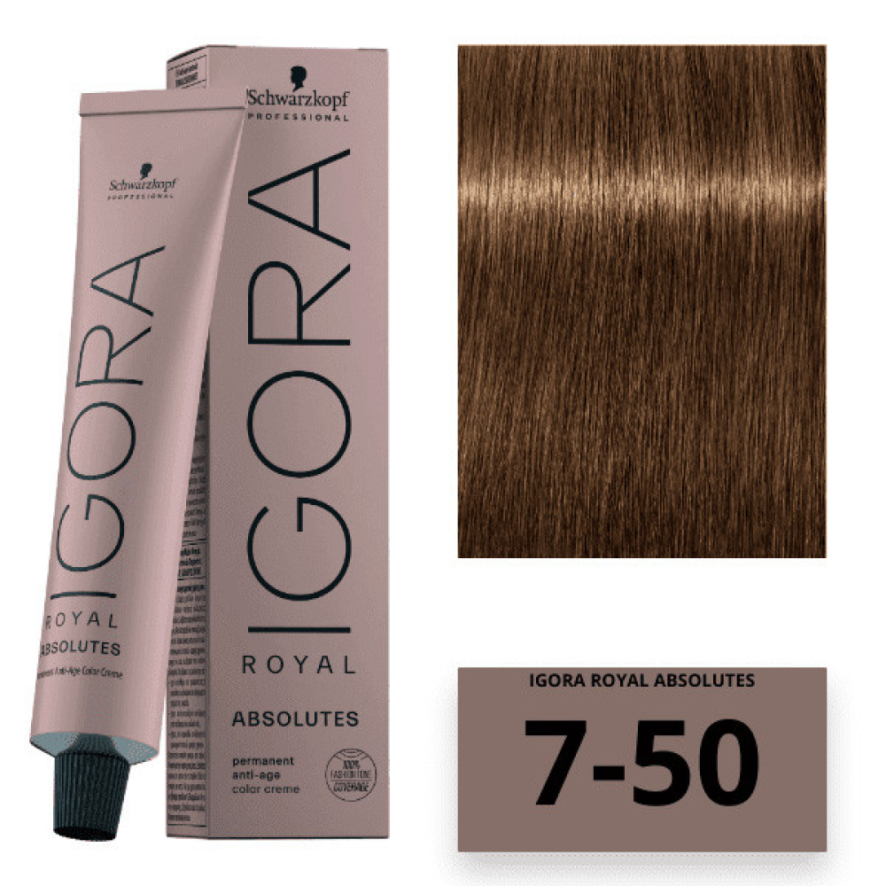 Schwarzkopf Igora Royal Absolutes Стійка крем-фарба_7-50 середньо-русявий золотистий натуральний 60 мл