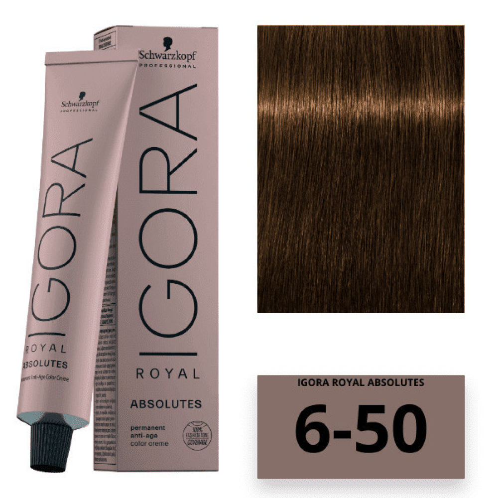 Schwarzkopf Igora Royal Absolutes Стойкая крем-краска 6-50 темно-русый золотистый натуральный 60мл