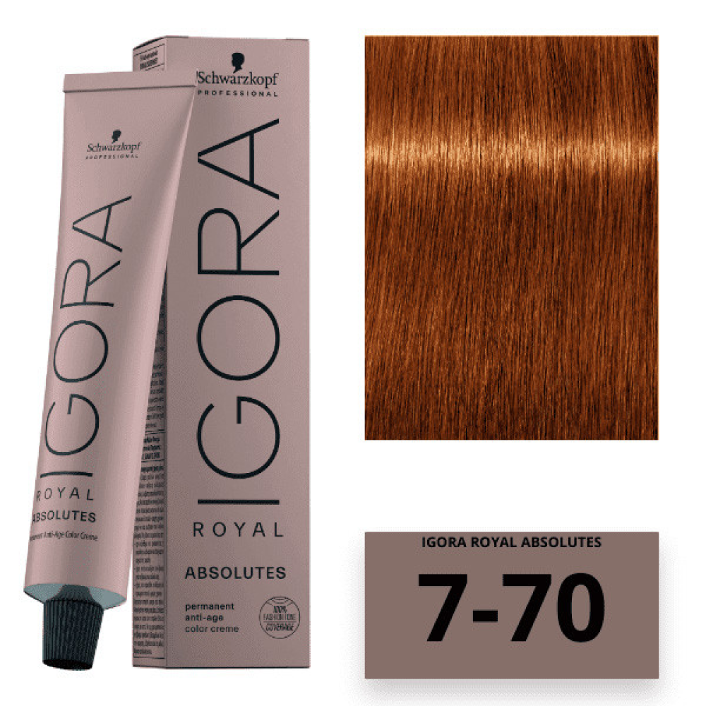 Schwarzkopf Igora Royal Absolutes Стойкая крем-краска 7-70 средне-русый медный натуральный 60мл