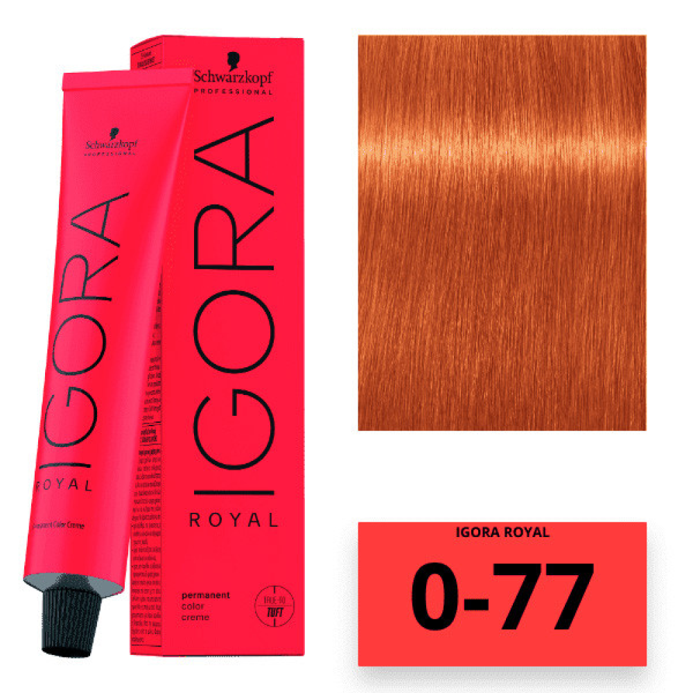 Schwarzkopf Igora Royal Color Перманентная крем-краска для волос 0-77 медный концентрат 60мл