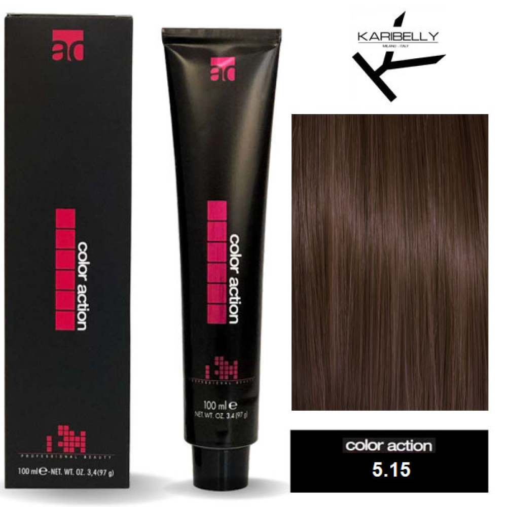 Karibelly Color Action Перманентная крем-краска для волос_5.15 темный шоколад 100мл