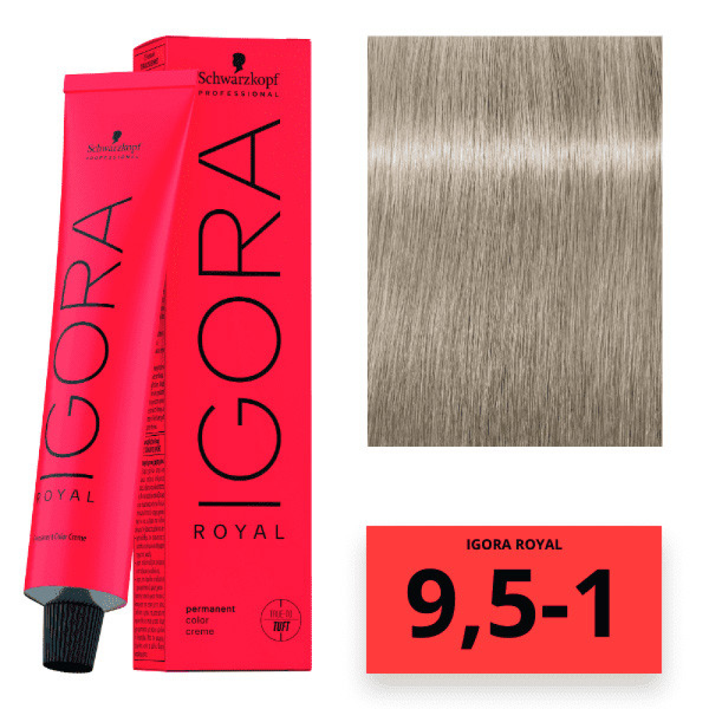 Schwarzkopf Igora Royal Color Перманентная крем-краска для волос 9,5-1 пастельный блондин сандрэ 60мл