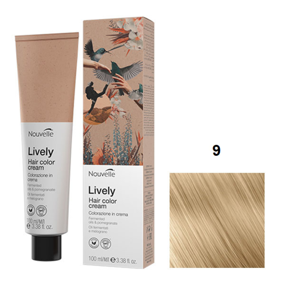 Nouvelle Lively Hair Color Стойка краска для волос без аммиака_9 очень светлый блонд 100мл