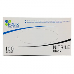 Polix PRO&MED Перчатки Нитриловые BLACK/черные S (100 шт/пач)