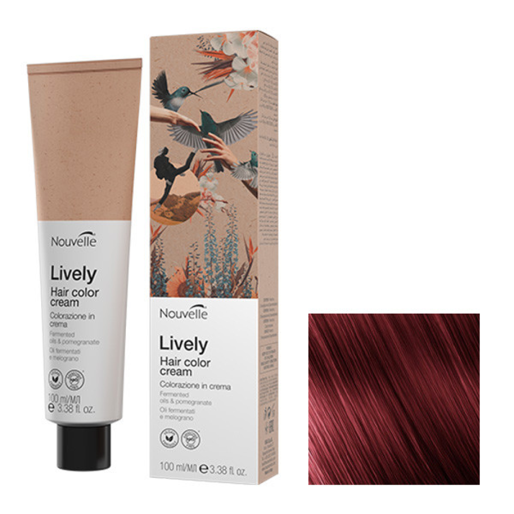 Nouvelle Lively Hair Color Стойка краска для волос без аммиака 5.66 светло-красный каштан 100мл