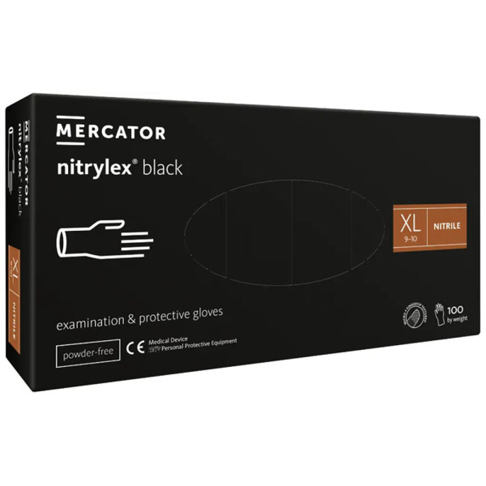 Mercator Medical Nitrylex Black Рукавички нiтрiловi XL (100шт/пач)_
