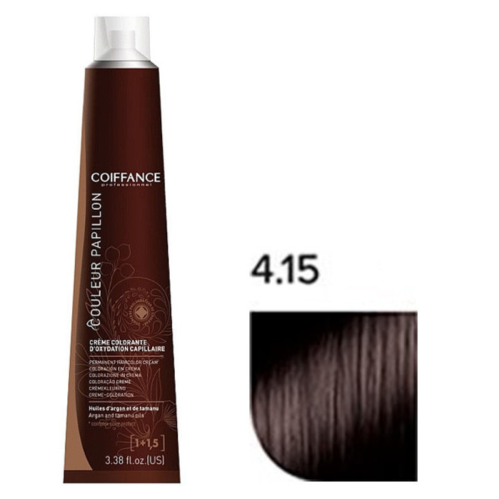 Coiffance Couleur Papillon Color Cream Стійка крем-фарба для волосся_4.15 шатен попелястий махагон 100 мл