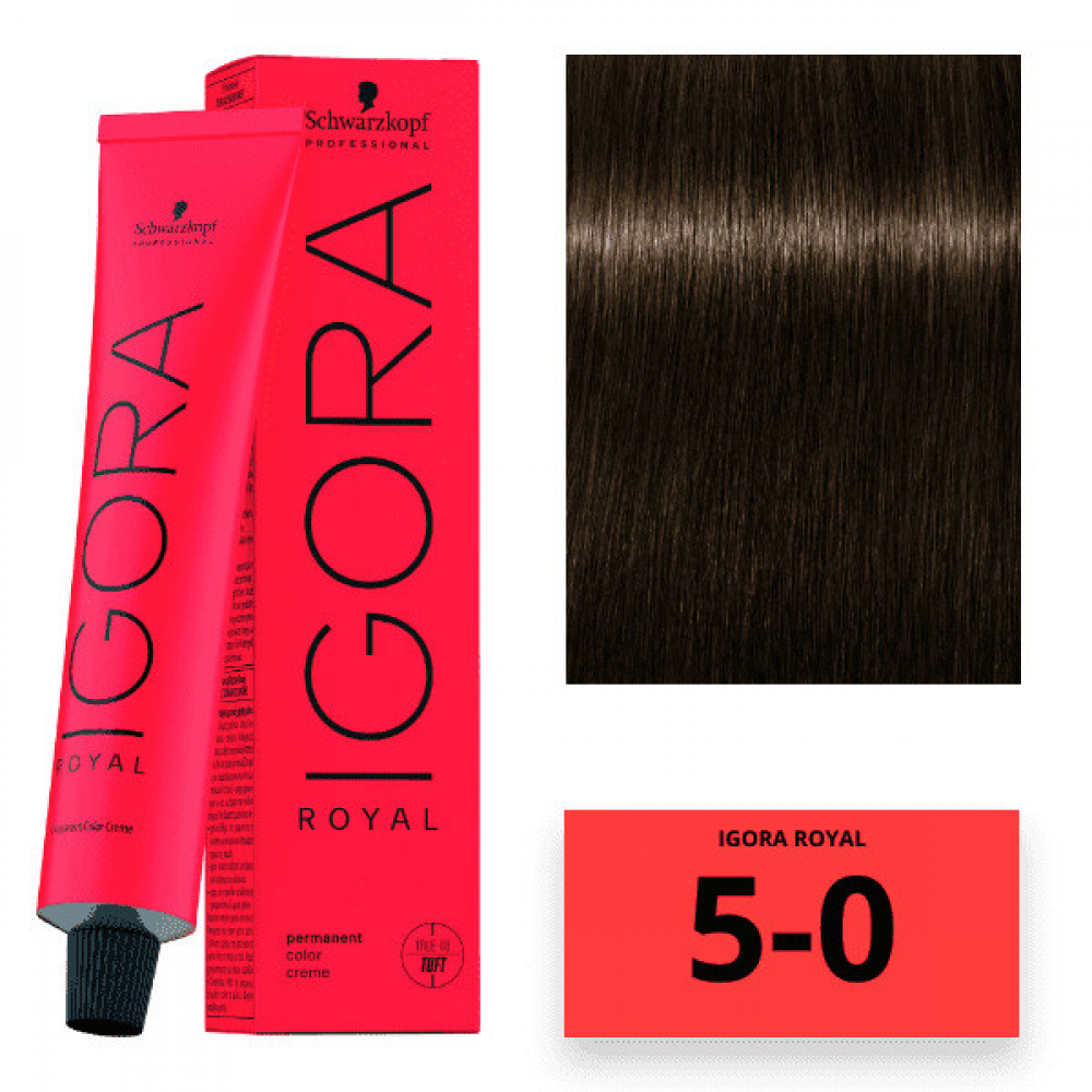 Schwarzkopf Igora Royal Color Перманентная крем-краска для волос 5-0 светло-коричневый натуральный 60мл