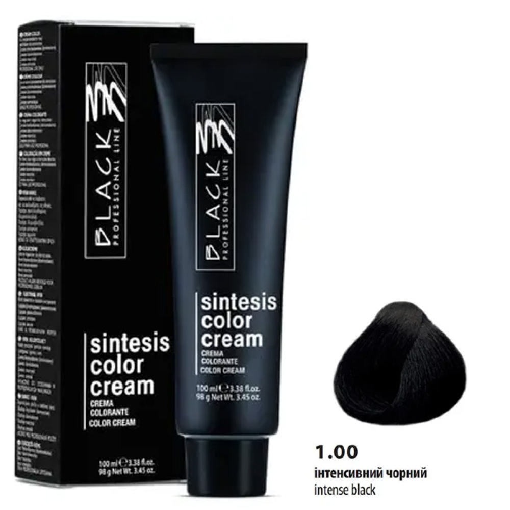 Black Sintesis Color Creme Перманентна крем-фарба для волосся_1.00 інтенсивний чорний 100мл
