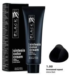 Black Sintesis Color Creme Перманентна крем-фарба для волосся_1.00 інтенсивний чорний 100мл