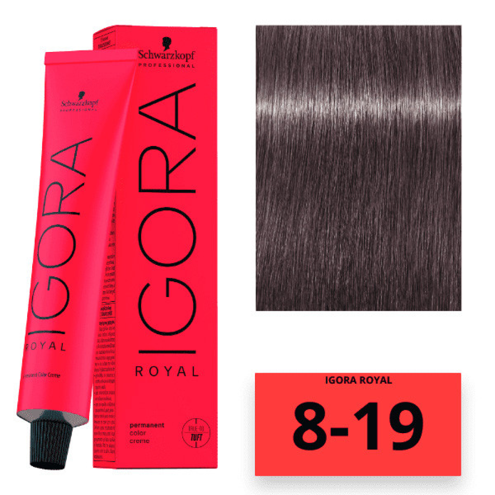 Schwarzkopf Igora Royal Color Перманентная крем-краска для волос 8-19 светло-русый сандрэ фиолетовый 60мл