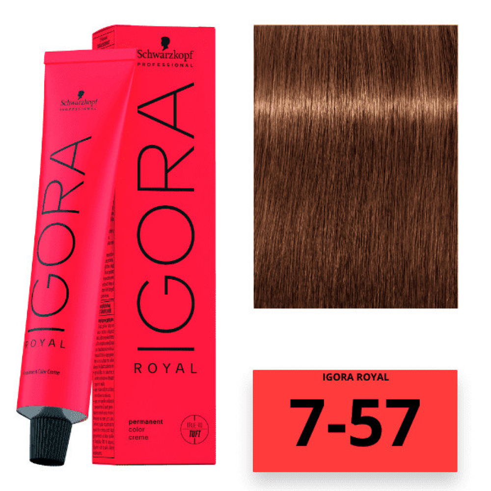 Schwarzkopf Igora Royal Color Перманентна крем-фарба для волосся_7-57 середньо-русявий золотисто-мідний 60 мл