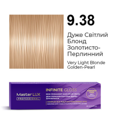 Master LUX Infinite Gloss Демі-перманентна крем-фарба_9.38 Дуже світлий блонд золотисто-перлинний 60мл