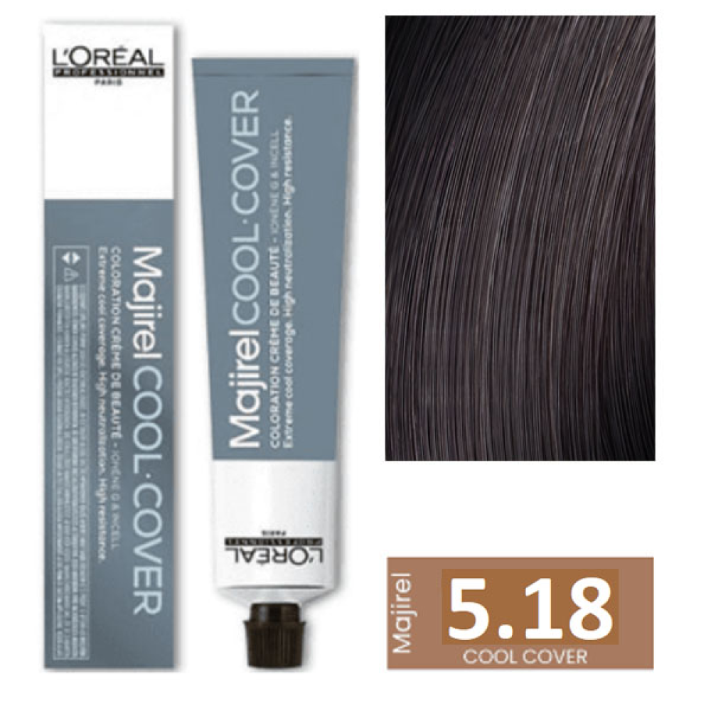 L'Oreal Professionnel Majirel Cool Cover Стойкая крем-краска для волос_5.18 светлый каштановый пепельный мокка 50мл