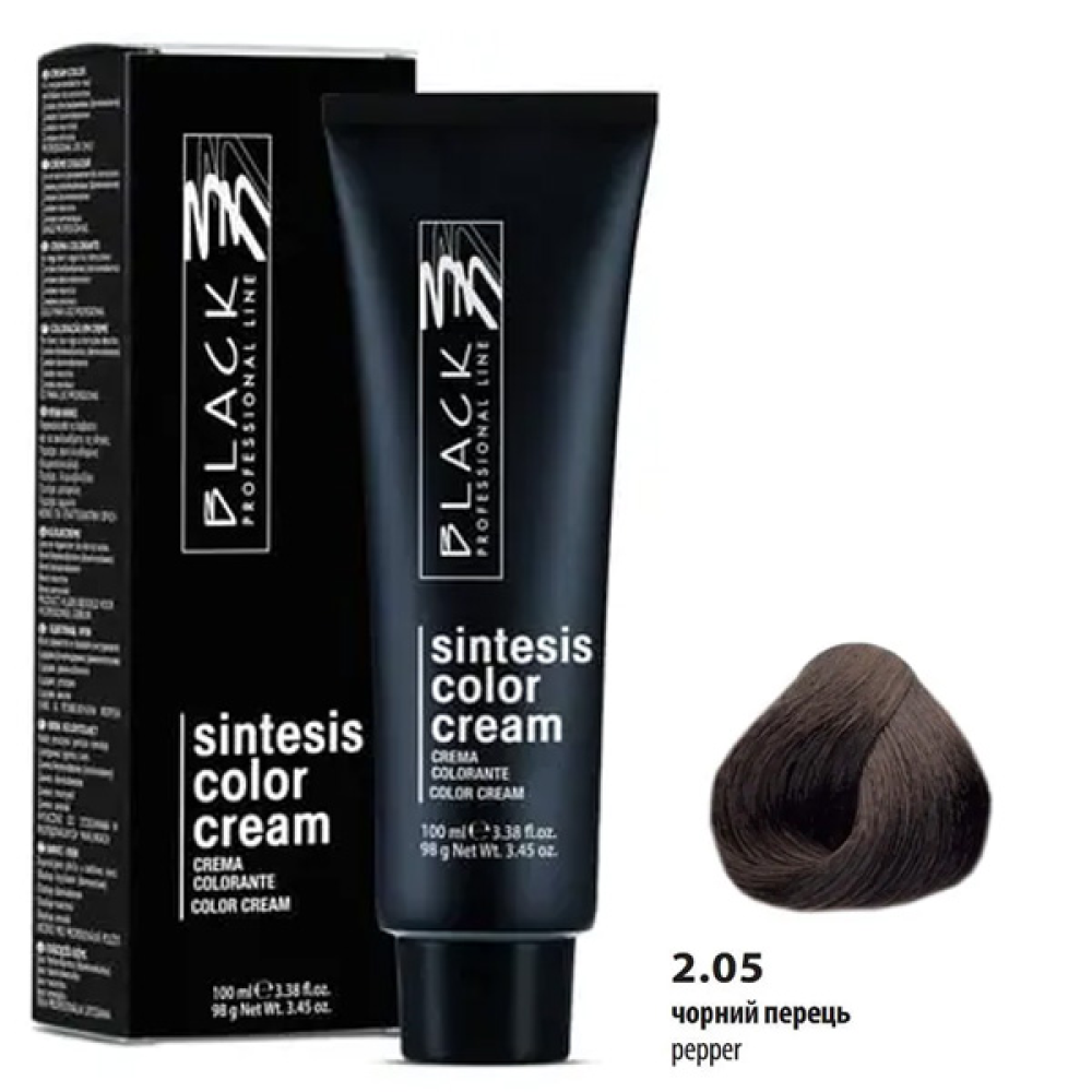 Black Sintesis Color Creme Перманентна крем-фарба для волосся_2.05 чорний перец 100мл