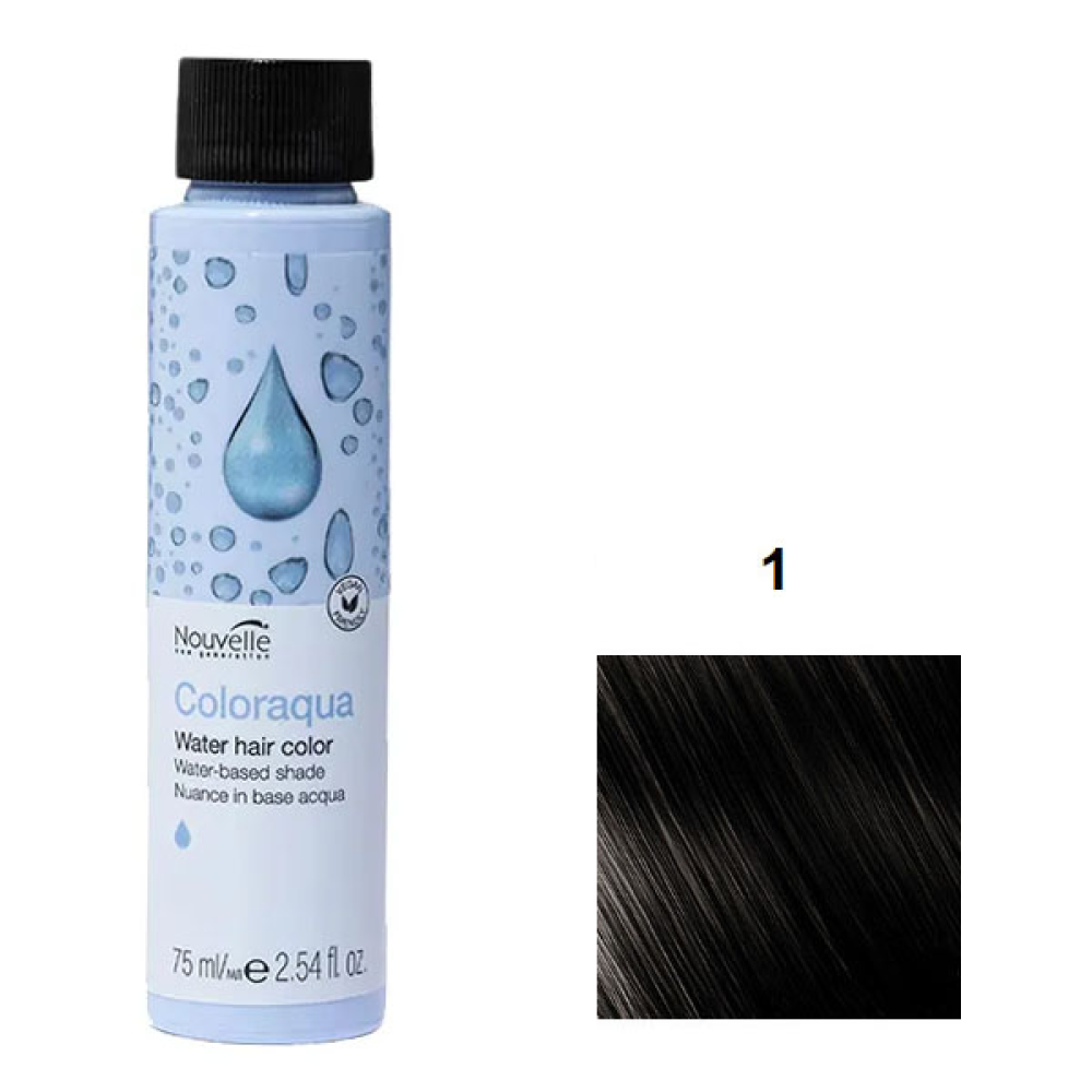 Nouvelle Coloraqua Water Фарба для волосся на водній основі_1 чорний 75мл