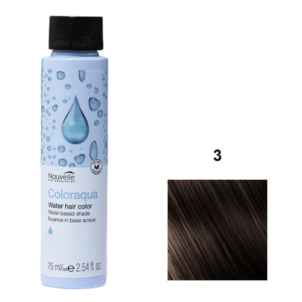 Nouvelle Coloraqua Water Фарба для волосся на водній основі_3 темно-каштановий 75мл