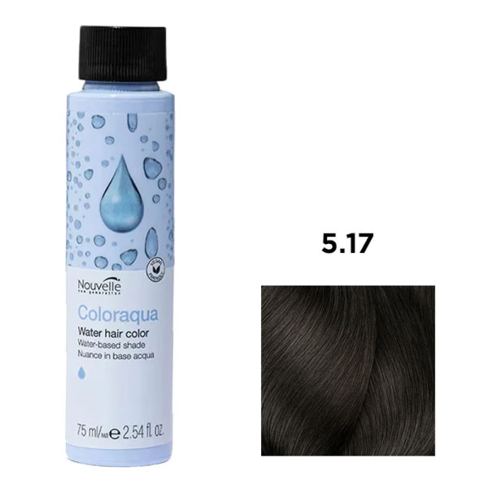 Nouvelle Coloraqua Water Фарба для волосся на водній основі_5.17 світло-каштановий попелястий коричневий 75м