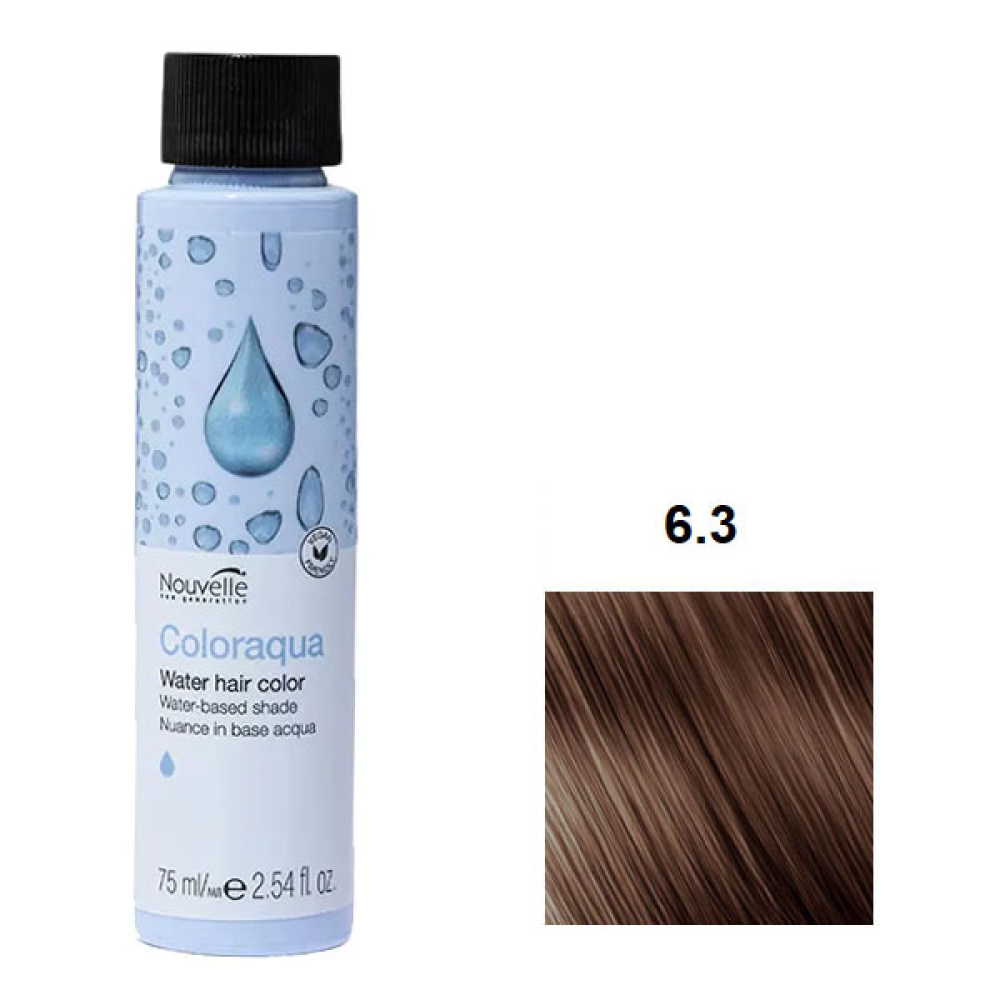 Nouvelle Coloraqua Water Фарба для волосся на водній основі_6.3 темний блонд золотистий 75мл