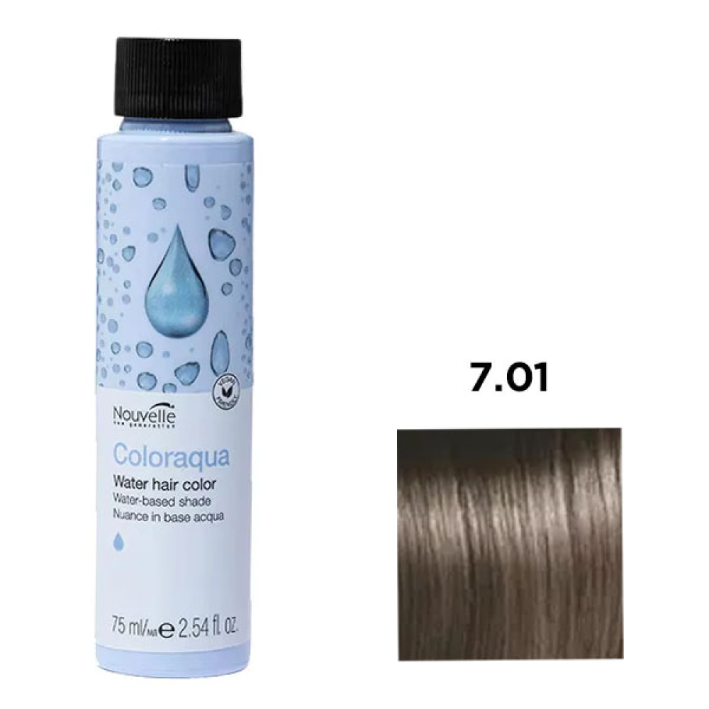 Nouvelle Coloraqua Water Фарба для волосся на водній основі_7.01 блонд натуральний світло-попелястий 75мл