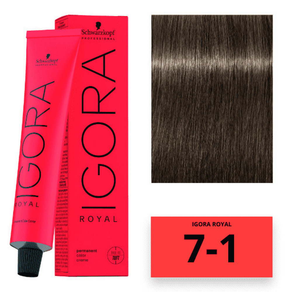 Schwarzkopf Igora Royal Color Перманентна крем-фарба для волосся_7-1 середньо-русявий сандре 60 мл