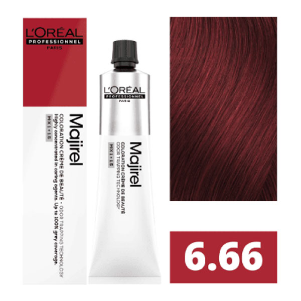 L'Oreal Professionnel Majirel Стійка крем-фарба для волосся_6.66 темний блондин глибокий червоний 60мл