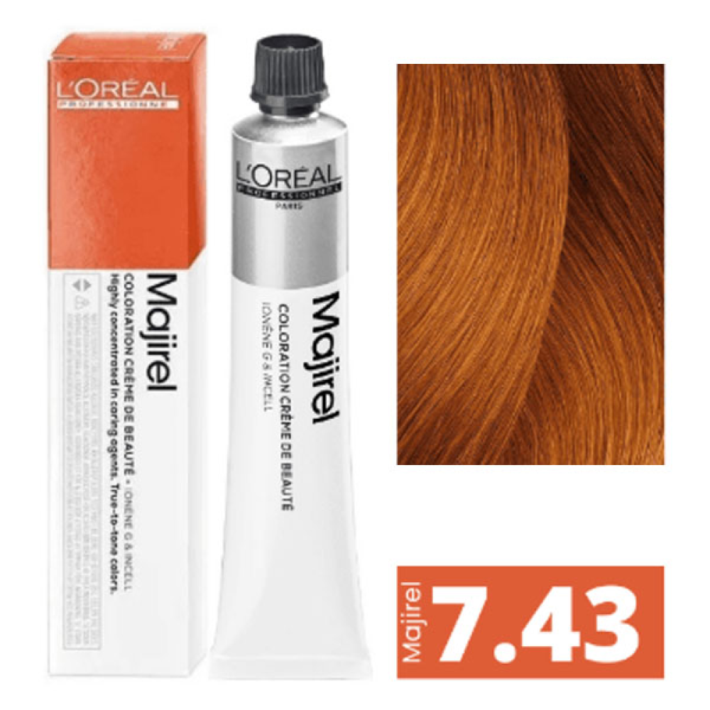 L'Oreal Professionnel Majirel Стійка крем-фарба для волосся_7.43 блондин мідно-золотистий 60мл
