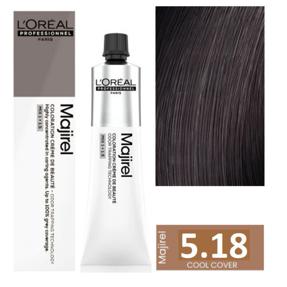 L'Oreal Professionnel Majirel Стійка крем-фарба для волосся_5.18 світлий каштановий попелястий мокка 60мл