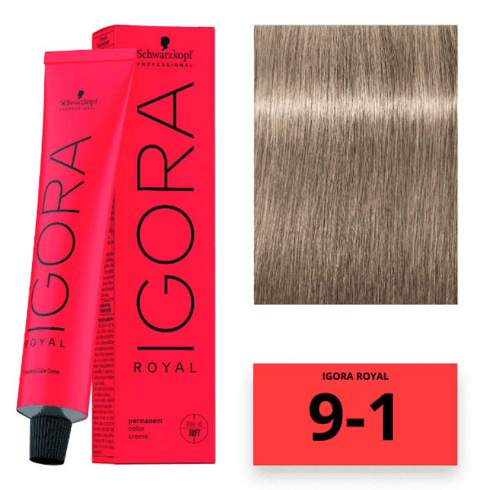 Schwarzkopf Igora Royal Color Перманентная крем-краска для волос 9-1 экстра светлый блондин сандрэ 60мл