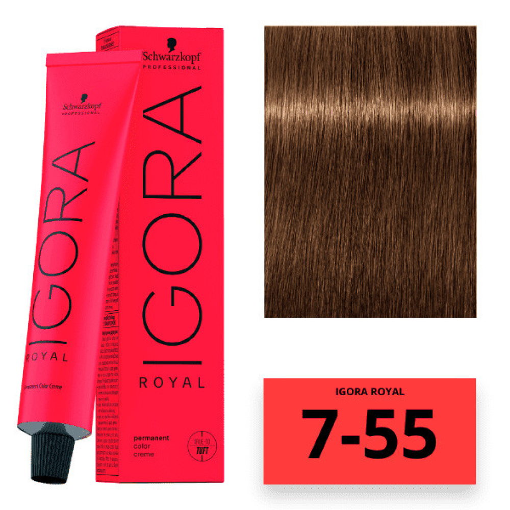 Schwarzkopf Igora Royal Color Перманентна крем-фарба для волосся_7-55 середньо-русявий екстрастильний 60 мл