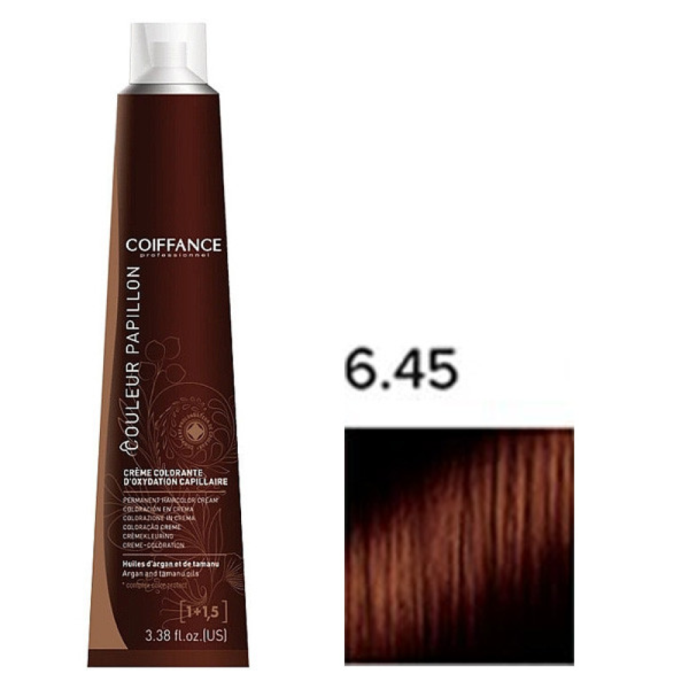 Coiffance Couleur Papillon Color Cream Стійка крем-фарба для волосся_6.45 мідний махагон темно-русявий 100 мл