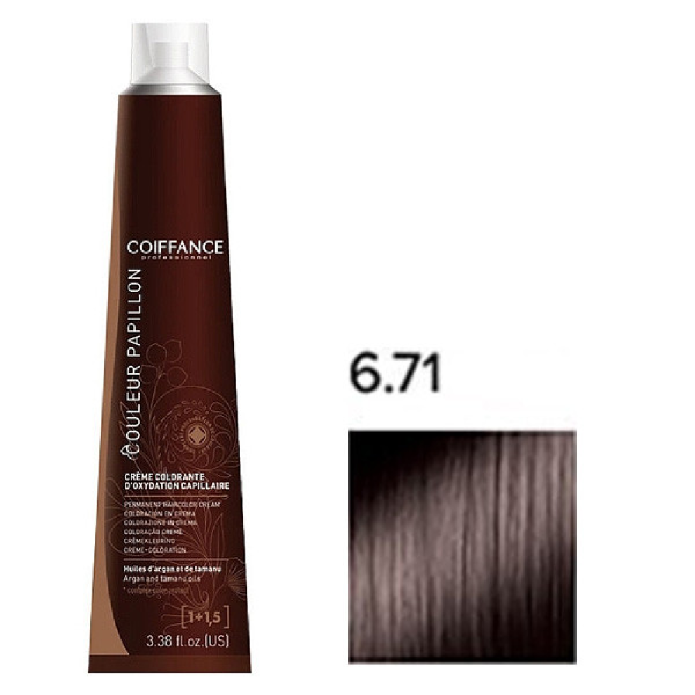 Coiffance Couleur Papillon Color Cream Стійка крем-фарба для волосся_6.71 попелясто-коричневий темно-русявий