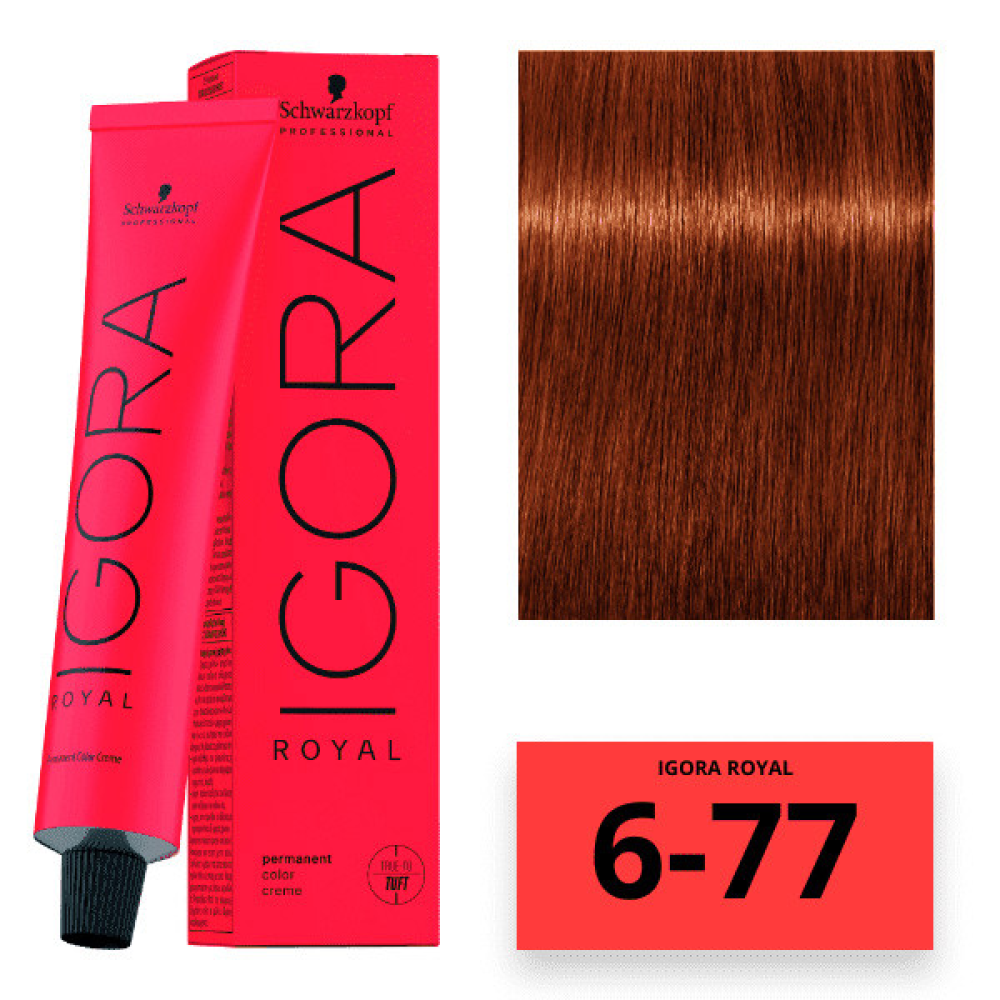 Schwarzkopf Igora Royal Color Перманентна крем-фарба для волосся_6-77 темно-русявий мідний екстра 60 мл